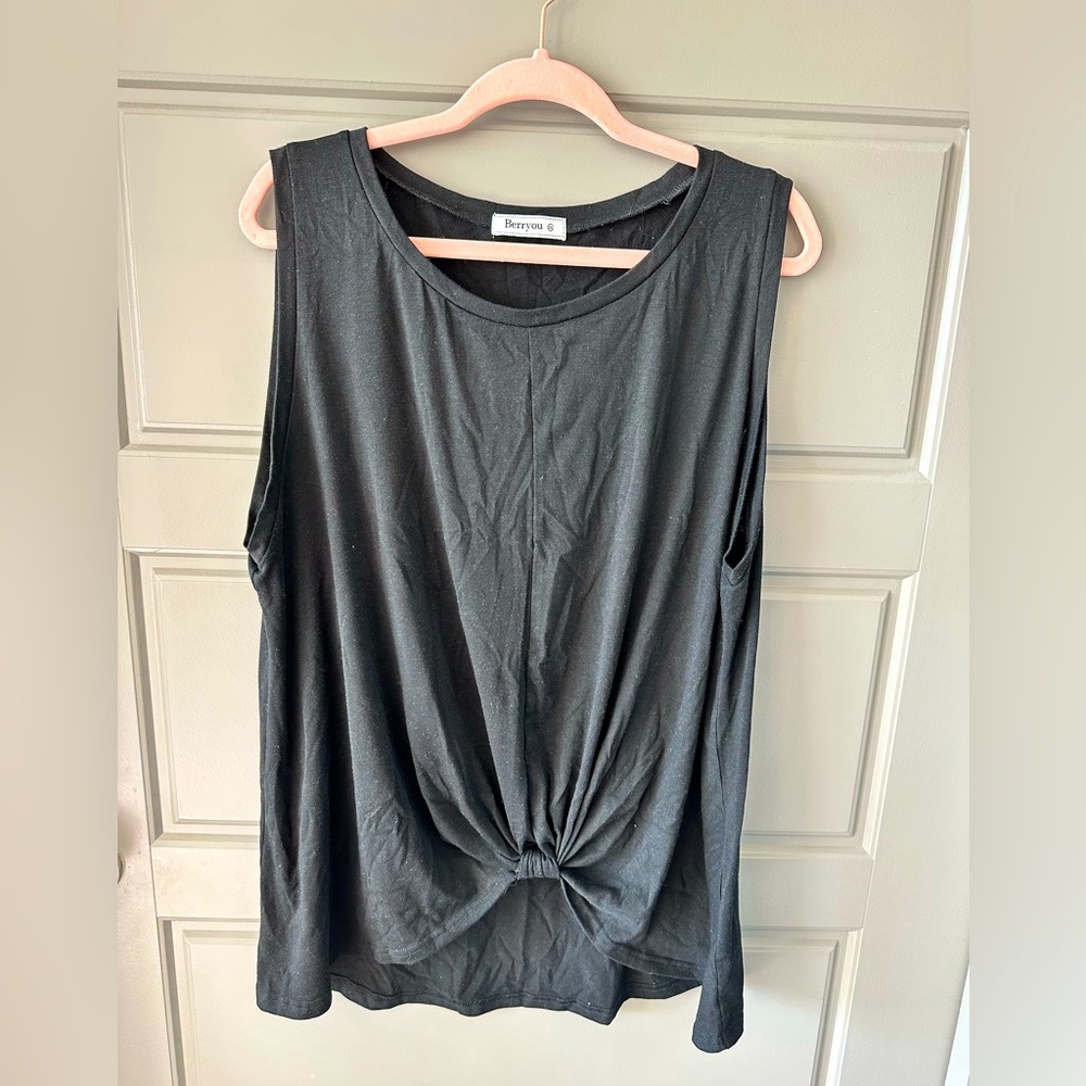 Black knotted tank top